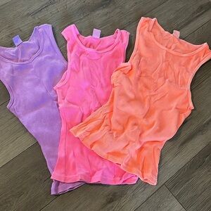 Girls Bright Neon Tank 3-pack bundle Size S NWOT